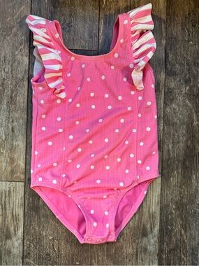 jumping beans Pink Polka Dot Ruffle One-Piece Swimsuit